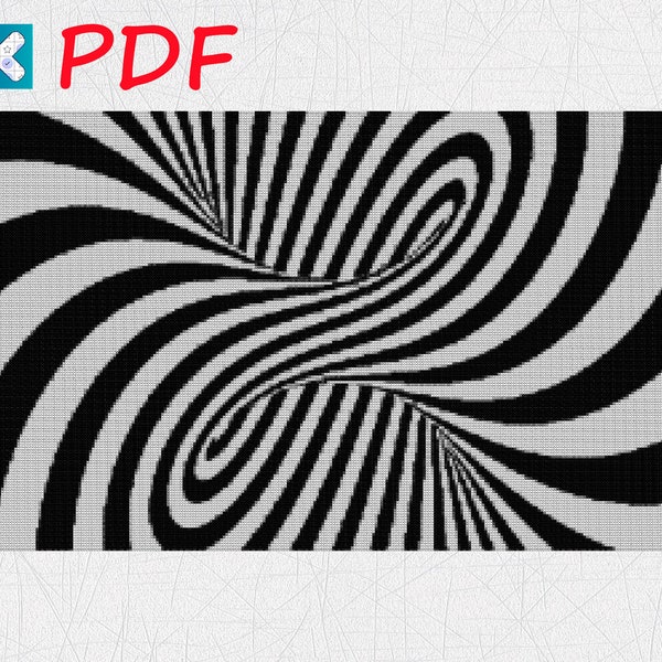 Optical illusion cross stitch pattern Black and white X-Stitch Printable PDF Download Cross Stitch Pattern