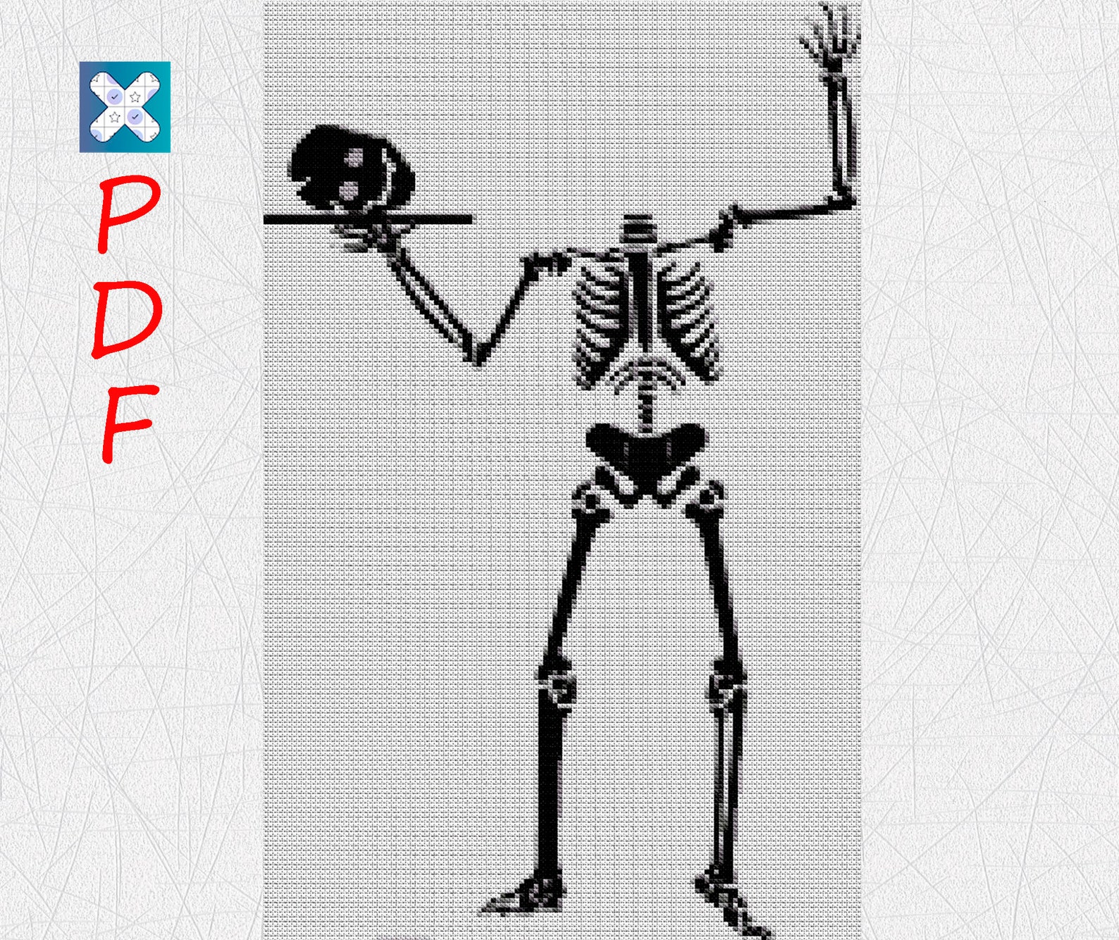 Skeleton Cross Stitch Pattern for Beginners Witchcraft Cross Stitch