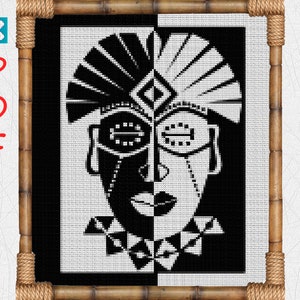 African cross stitch pattern African mask cross stitch for beginners embroidery pattern PDF