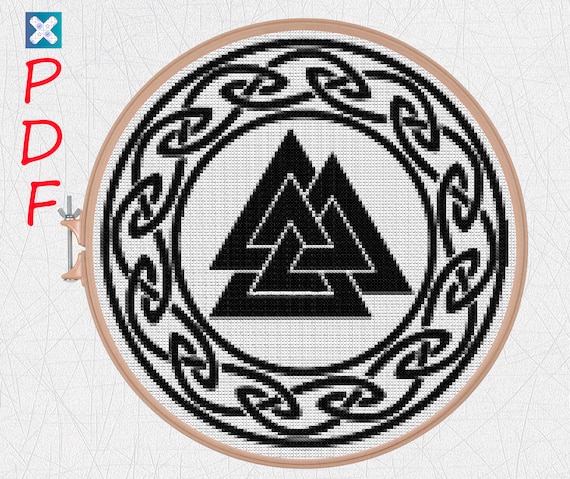Viking cross stitch pattern for beginners  Runes cross stitch PDF X-Stitch Printable Norse embroidery Shield and swords