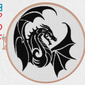 Dragon Cross Stitch Pattern for beginners Fantasy cross stitch Modern Cross Stitch Chart Counted