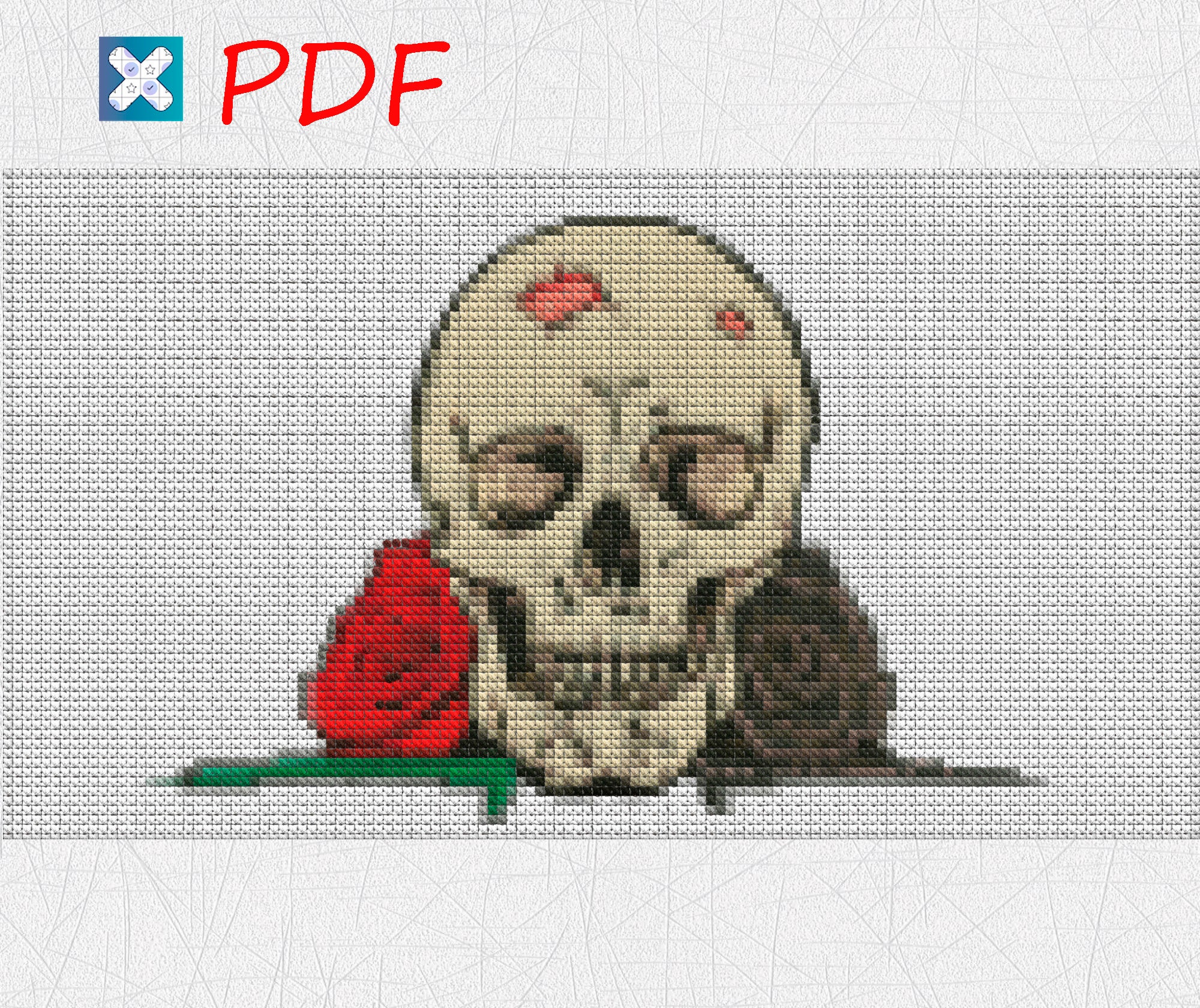 Skull cross stitch pattern for beginners Skeleton cross stitch | Etsy