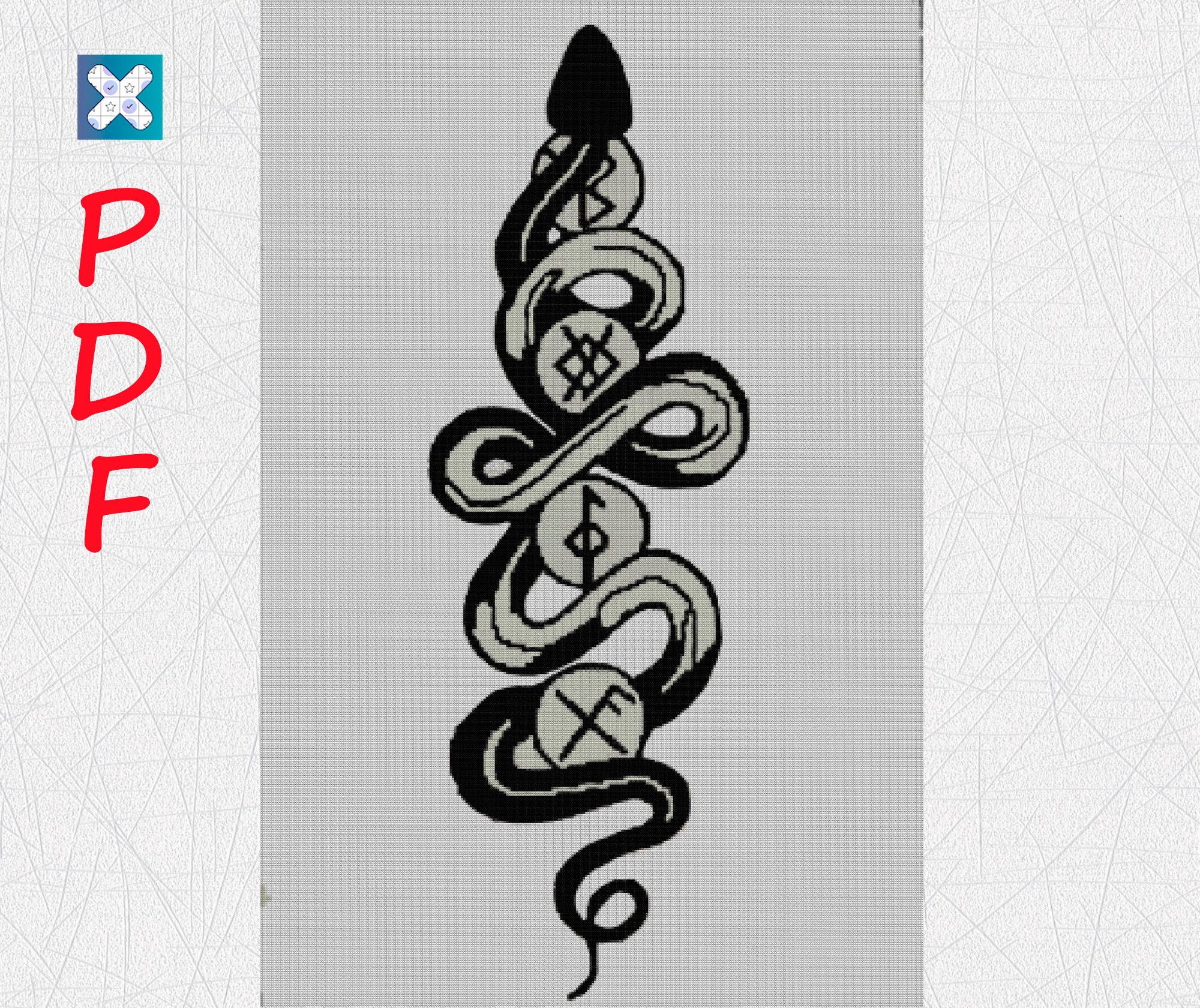Viking Cross Stitch Pattern for Beginners Snake Cross Stitch Pattern ...