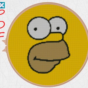 Simpson Family Funny Cross Stitch Pattern - Beginner-Friendly PDF for Homer Embroidery Cartoon Fans