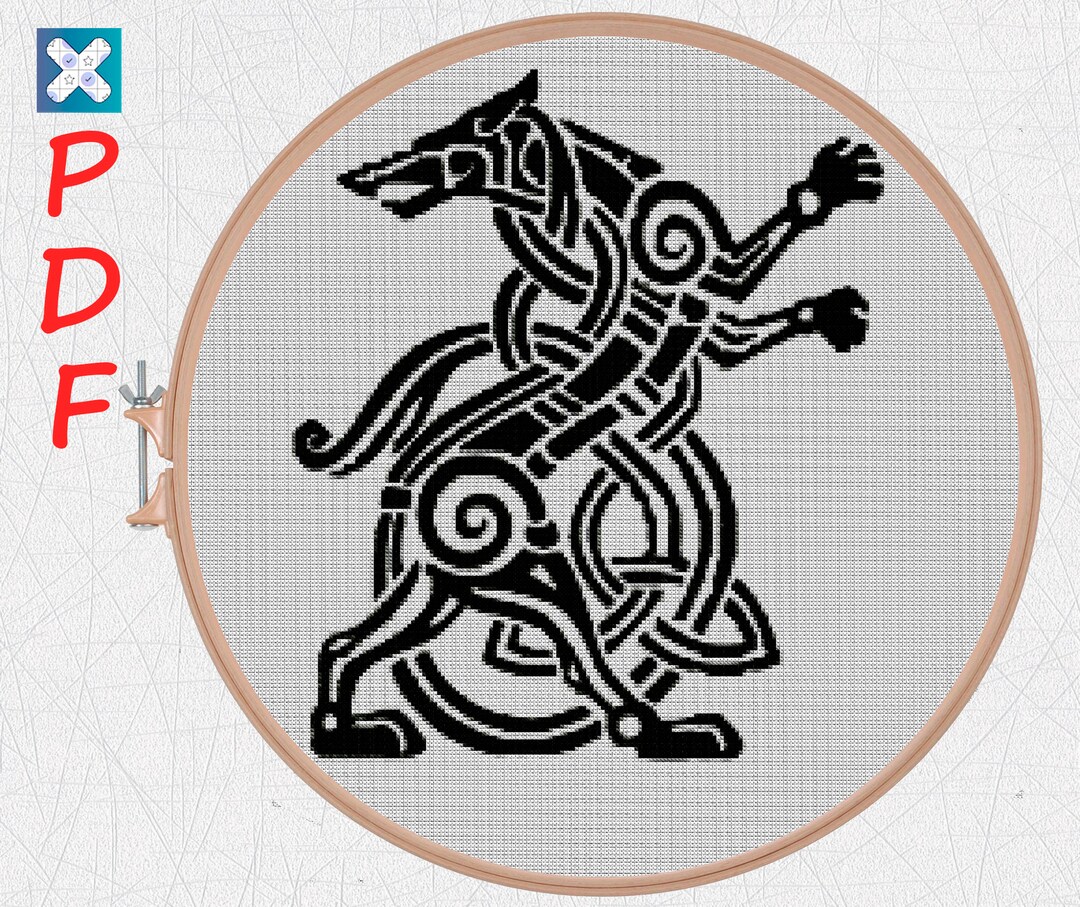 Wolf Cross Stitch Pattern for Beginners Viking Cross Stitch Norse
