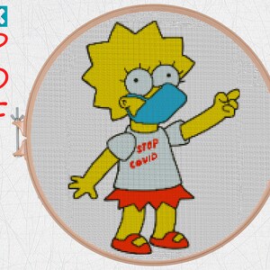 Funny Simpson Family Cartoon Cross Stitch Pattern - Modern Embroidery Chart for Beginners (PDF)