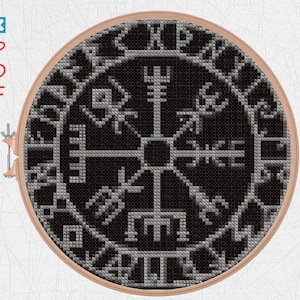 Viking cross stitch pattern Vegvísir embroidery Viking compass pattern PDF