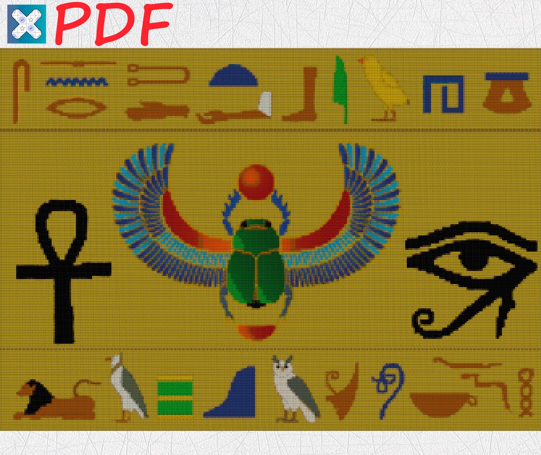 Egyptian Cross Stitch Pattern Egyptian Symbols Cross Stitch African