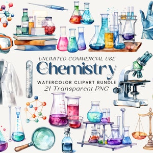 Imágenes prediseñadas de química / paquete de imágenes prediseñadas de acuarela, imágenes prediseñadas de ciencia, imágenes prediseñadas de laboratorio, imágenes prediseñadas de laboratorio, imágenes prediseñadas de tubos de ensayo, imágenes prediseñadas de ciencia