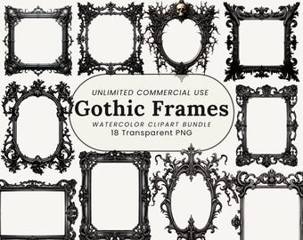 Gothic Clipart Rahmen: Antike viktorianische Borten (PNG Digital Download)