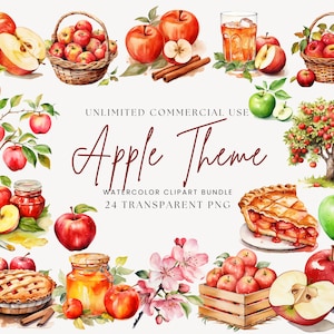 Clipart pomme aquarelle | Fleur de pommier, Tarte aux pommes, Cueillette de pommes, Pomme d'amour, Confiture de pommes, Cidre de pomme, Tonneau de pomme PNG | Utilisation commerciale