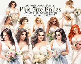 Plus Size Braut Clipart Bundle: Elegante Hochzeitsgrafik (Digitaler Download)