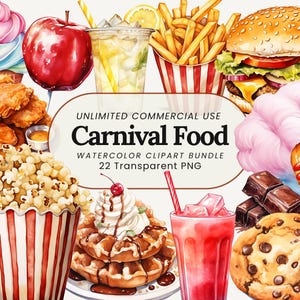 Carnaval eten clipart | Kermissnacks, png PNGEgg | Suikerspin, popcorn, corndog, trechtercake | Eerlijke Snacks Clipart | Festivaltraktaties, png