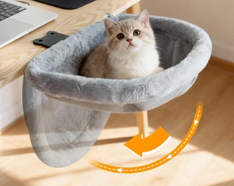 Cozy Cat Hammock Bed | Folding Pet Nest for Desks, Space Saving Kitten Lounger