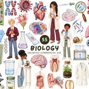 Biology Life Science Clipart, Anatomy Digital Elements, STEM PNG, Commercial Use