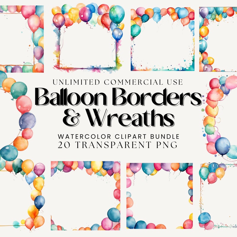 Balloon Border Clipart - Etsy