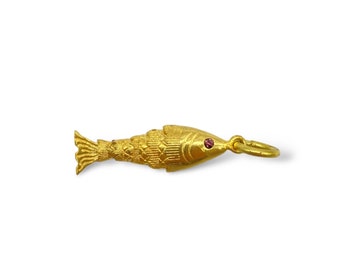 Charm poisson sardines, breloque en laiton pour collier, pendentif en laiton plaqué or 18 carats, breloque pour collier, cadeau fête des mères, cadeau pour elle