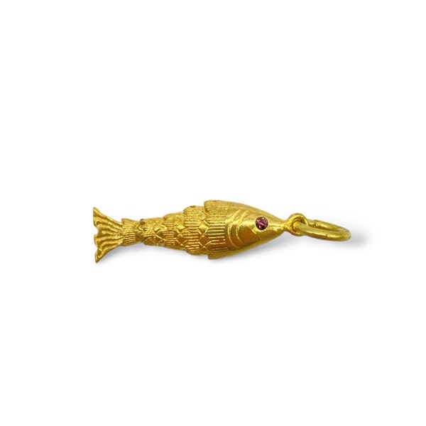 Charm poisson sardines, breloque en laiton pour collier, pendentif en laiton plaqué or 18 carats, breloque pour collier, cadeau fête des mères, cadeau pour elle