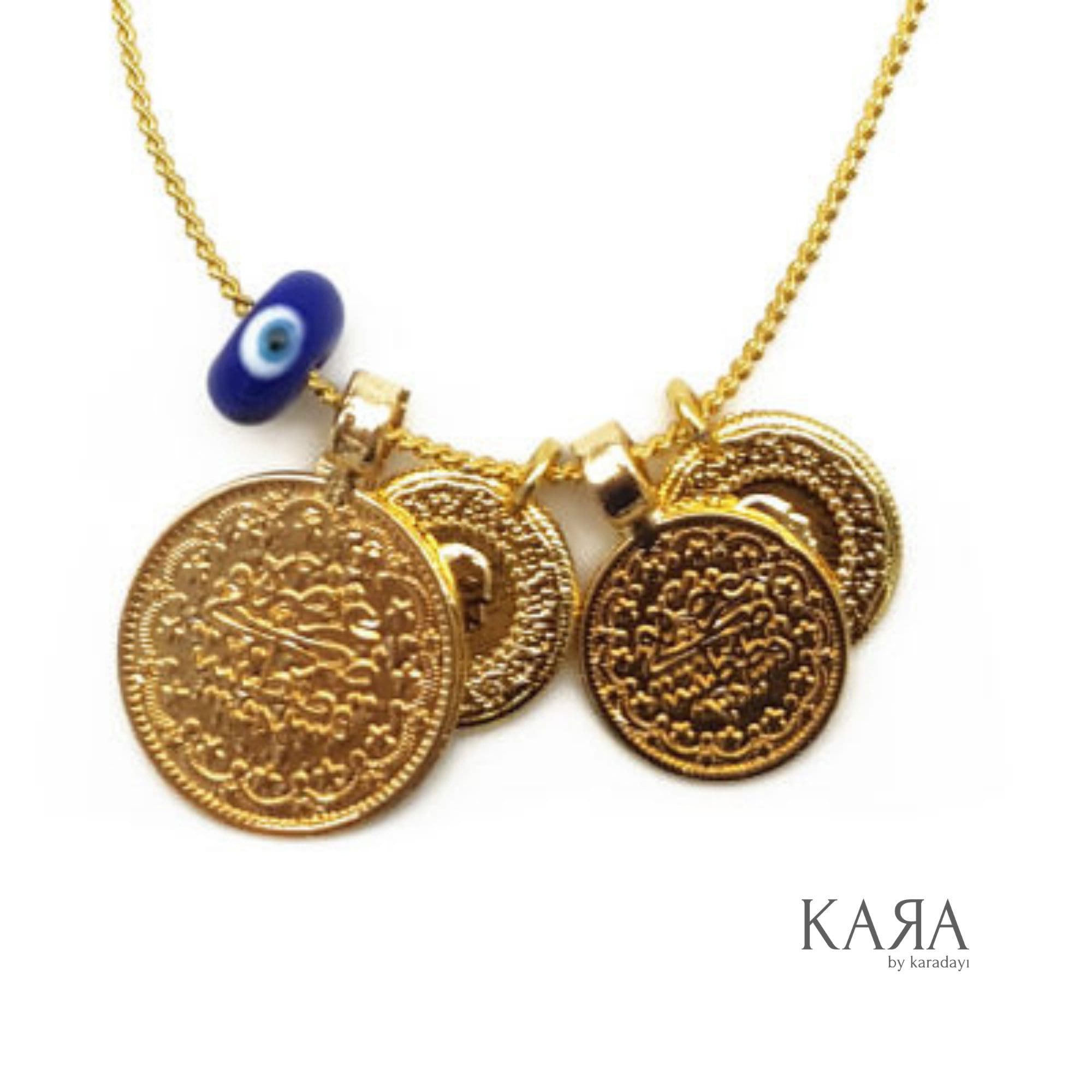 18K Gold Plated Ottoman Coin Necklace Ottoman Jewelry Evil Etsy