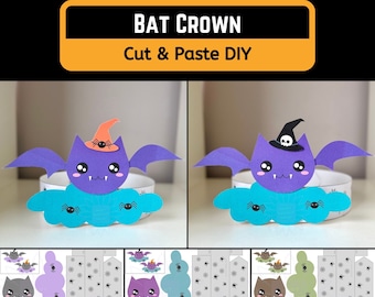 Bat Crown Printable: Halloween Craft, Scissor Practice (Digital Download)