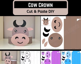 Cow Headband, DIY Paper Crown, Kids Costume Craft (Digital Download)