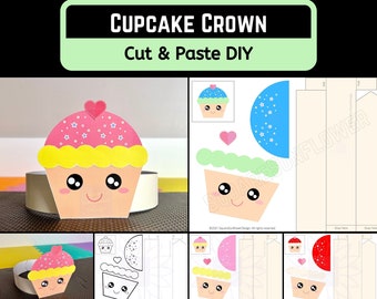 Cupcake Crown Printable Template, Kids DIY Paper Craft (Digital Download)