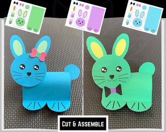 Printable Easy Bunny Paper Craft One Page Template Classroom Craft Toddler Printable Rabbit Paper Crafts Preschool, Pretend Play Paper Toy