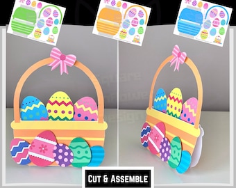 Easter Paper Basket Craft, Printable Template (Digital Download)