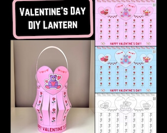 DIY Valentine's Day Heart Lantern Craft, Kids Activity (Digital Download)