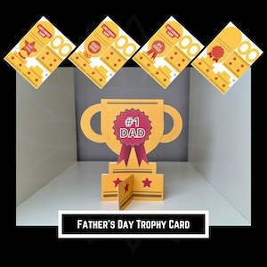 DIY-trofeekaart voor Vaderdag Kinderen Papierkunst Afdrukbare activiteiten Vaderdag Klaslokaal One Page Craft afdrukbare sjabloon Cadeau voor papa