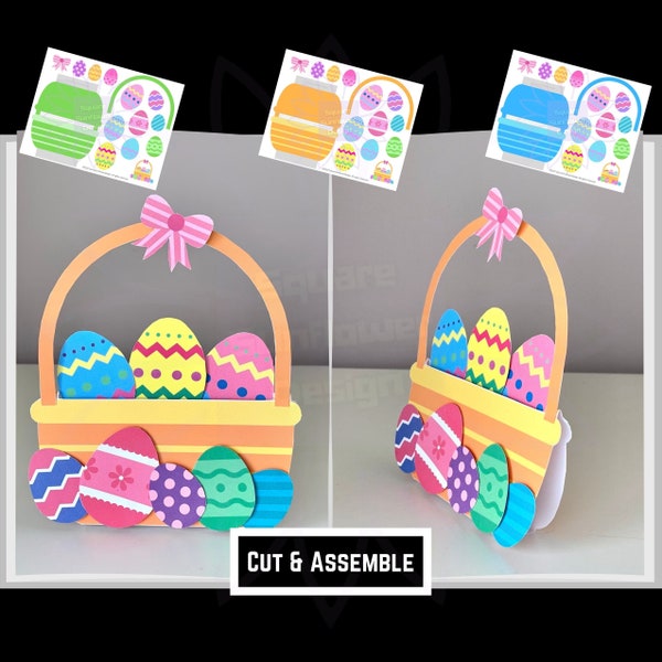 Easter Paper Basket For Kids, Easter Craft For Toddlers One Page Printable,  Preschool Crafts DIY, Printable Craft Template Instant Download