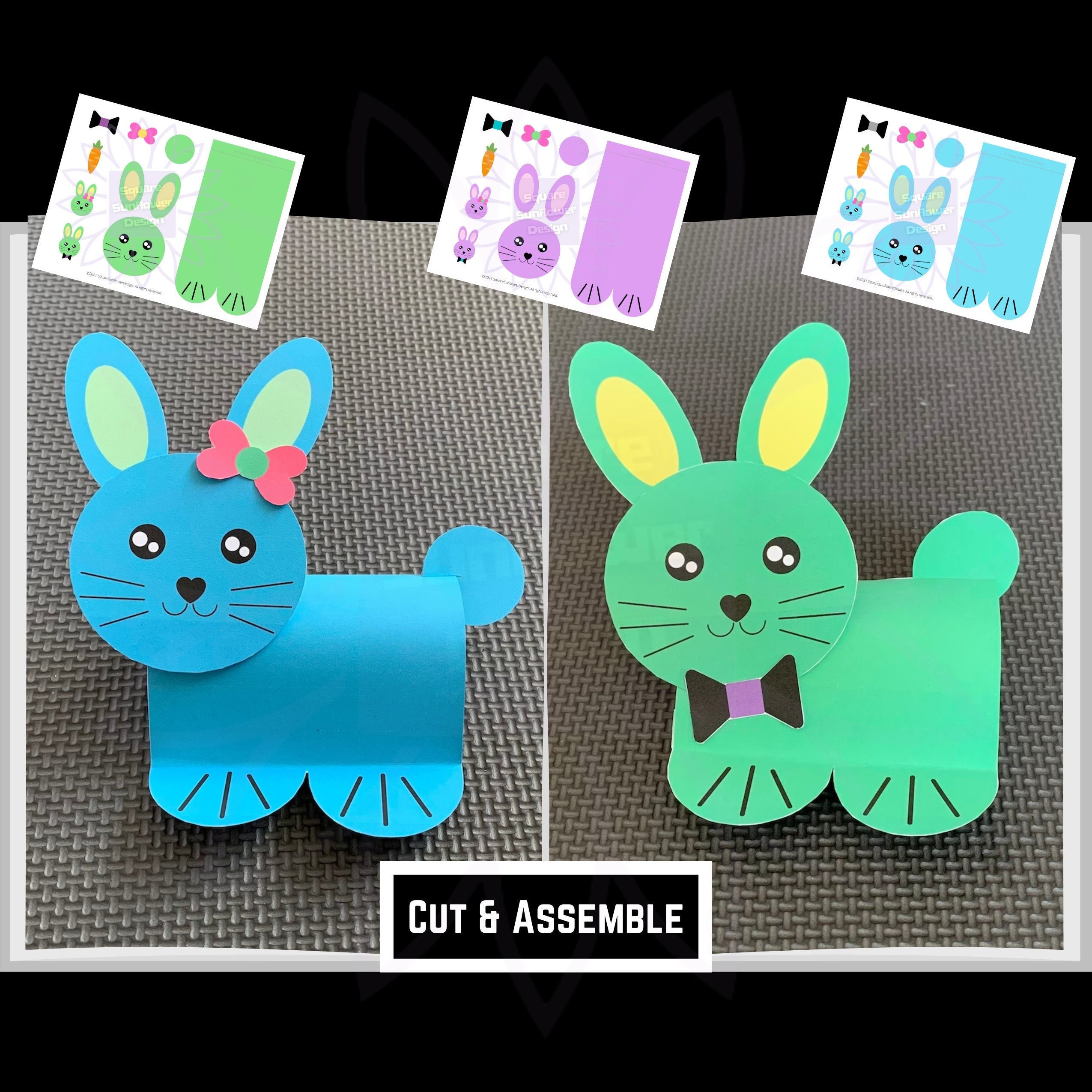 Printable Easy Bunny Paper Craft One Page Template Classroom Craft Toddler  Printable Rabbit Paper Crafts Preschool, Pretend Play Paper Toy 