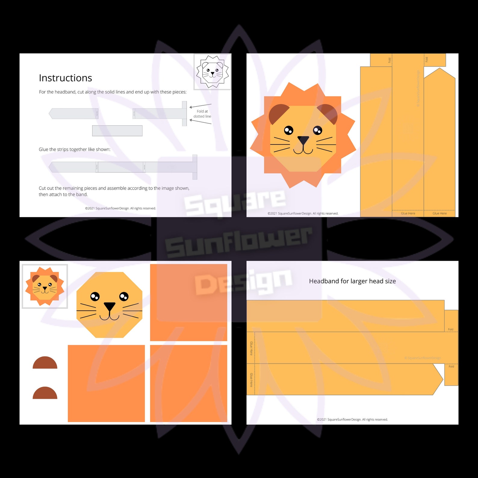 Lion Printable Crown Template Pretend Play Craft Template Printable Cut ...