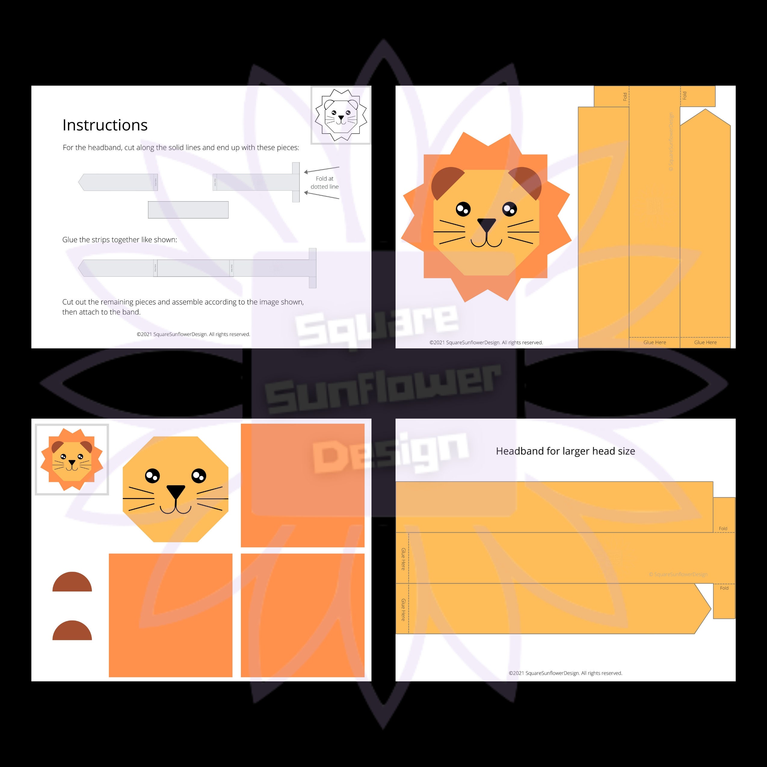 Lion Printable Crown Template Pretend Play Craft Template Printable Cut ...