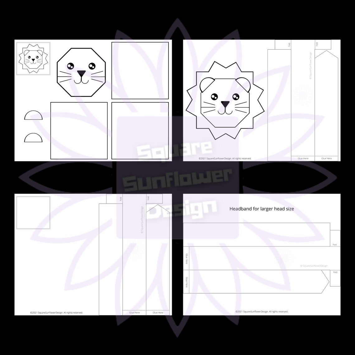 Lion Printable Crown Template Pretend Play Craft Template Printable Cut ...