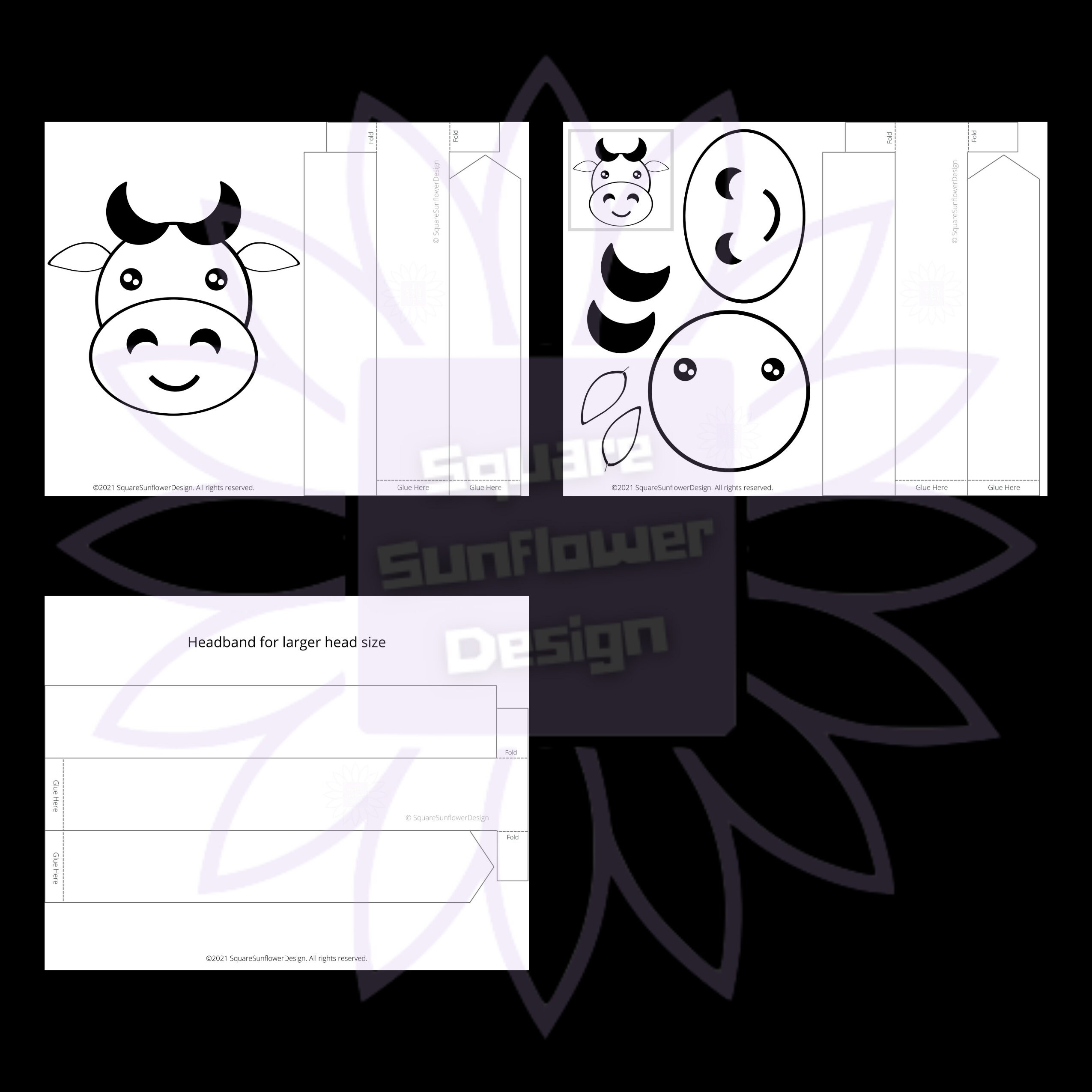 Kids Cow Headband Costume Pretend Play, Assemble Your Own Color Your ...