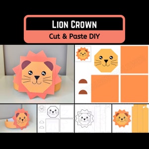 Puede incluir: Una plantilla de corona de león para imprimir. La plantilla incluye una cara de león, una melena y orejas. La plantilla está en color y en blanco y negro. Corona de león DIY para cortar y pegar.