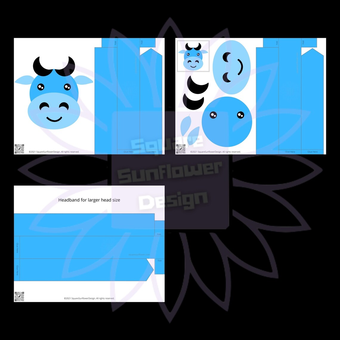 Kids Cow Headband Costume Pretend Play, Assemble Your Own Color Your ...