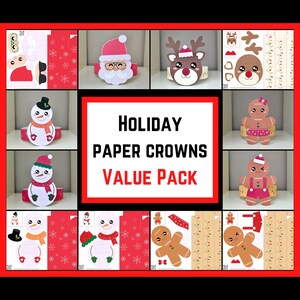 Modelo de coroa para impressão de feriados Crie seu próprio DIY para crianças de Natal para impressão Corte e cole Tesoura Prática Recursos para professores Artesanato de uma página