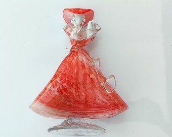 1982 signed V.G Murano glass lady figurine statue vintage great colour superb gift for collection