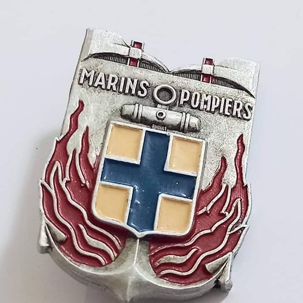 1930s Pin for the marine firefighters of Marseille France painted aluminium made on the eve of ww11 incredibly rare collectors piece gift