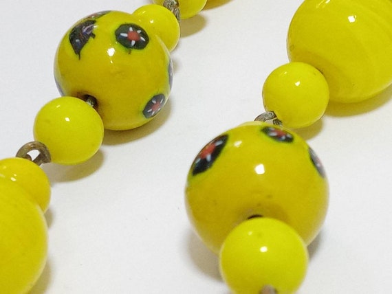 Vintage Italian Venetian Murano millefiori yellow… - image 5