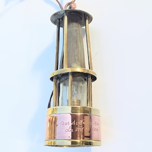 Antique Oil Lamp, Rare Brass Miners Lamp, Vintage Brass Betty Lamp