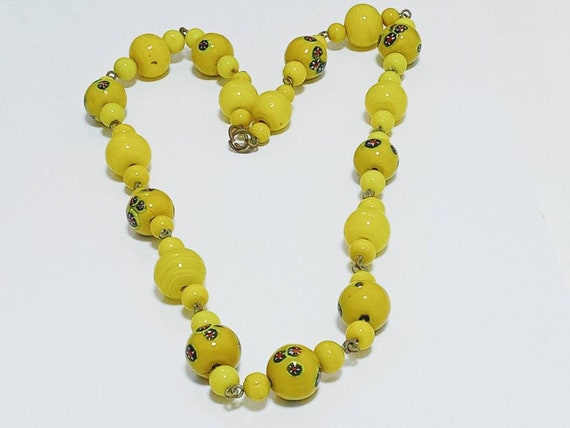 Vintage Italian Venetian Murano millefiori yellow… - image 1