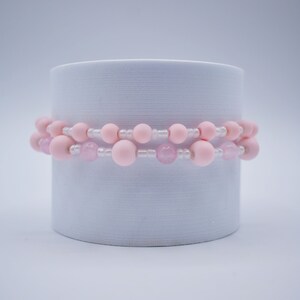 Pink & White Bracelet Set! Feminine Elegant Pink