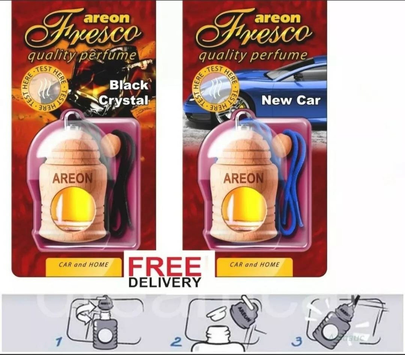 Areon Fresco Car Air Freshener Black crystal & New Car perfume Etsy