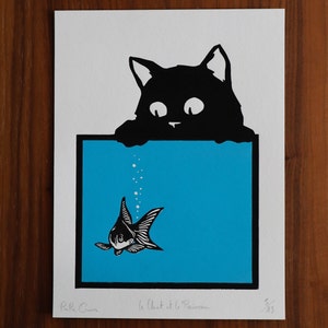 The cat and the fish (blue)