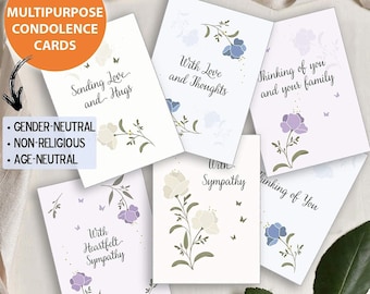 Zen Earth Inspired Assorted Sympathy Cards + Envelopes 24 Pack 4"x6" Condolances