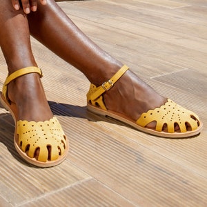 Yellow closed toe sandals clearance