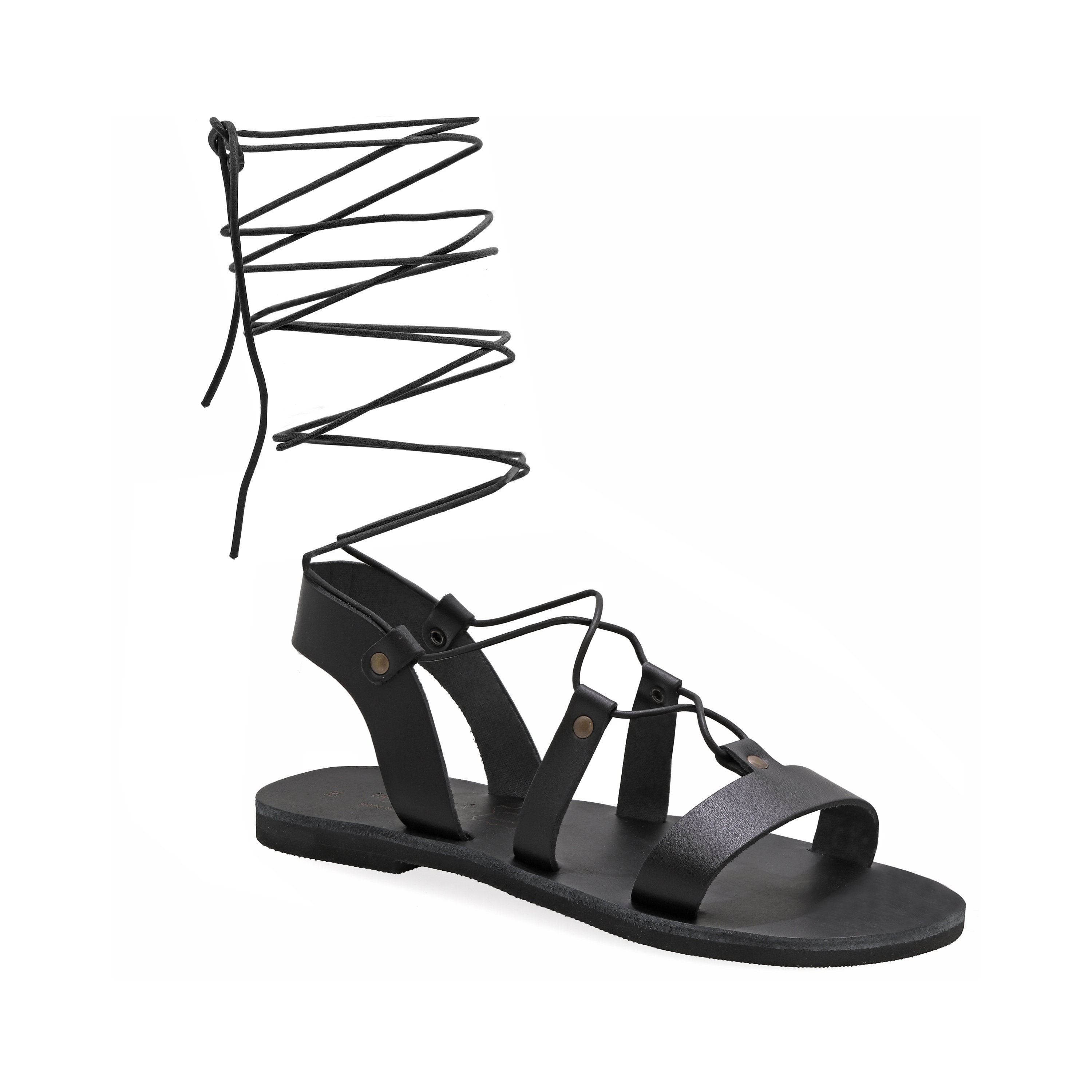 white knee high sandals